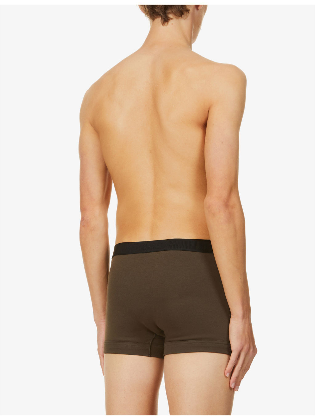 Branded-waistband fitted stretch-cotton trunks - 3