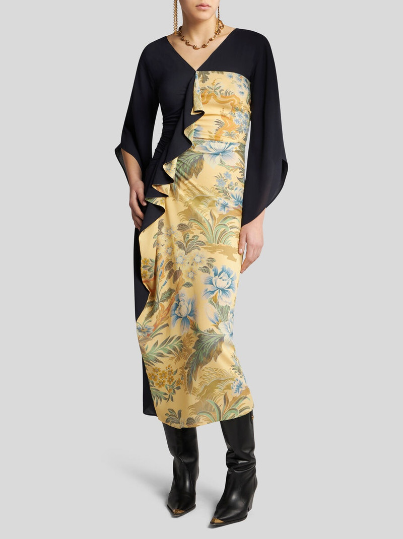 Etro MIDI DRESS WITH PLACED FLORAL PRINT outlook
