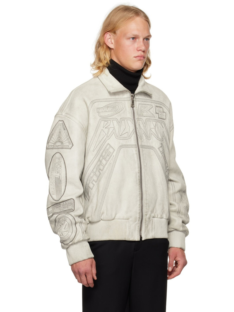 Off-White Embroidered Leather Bomber Jacket 2