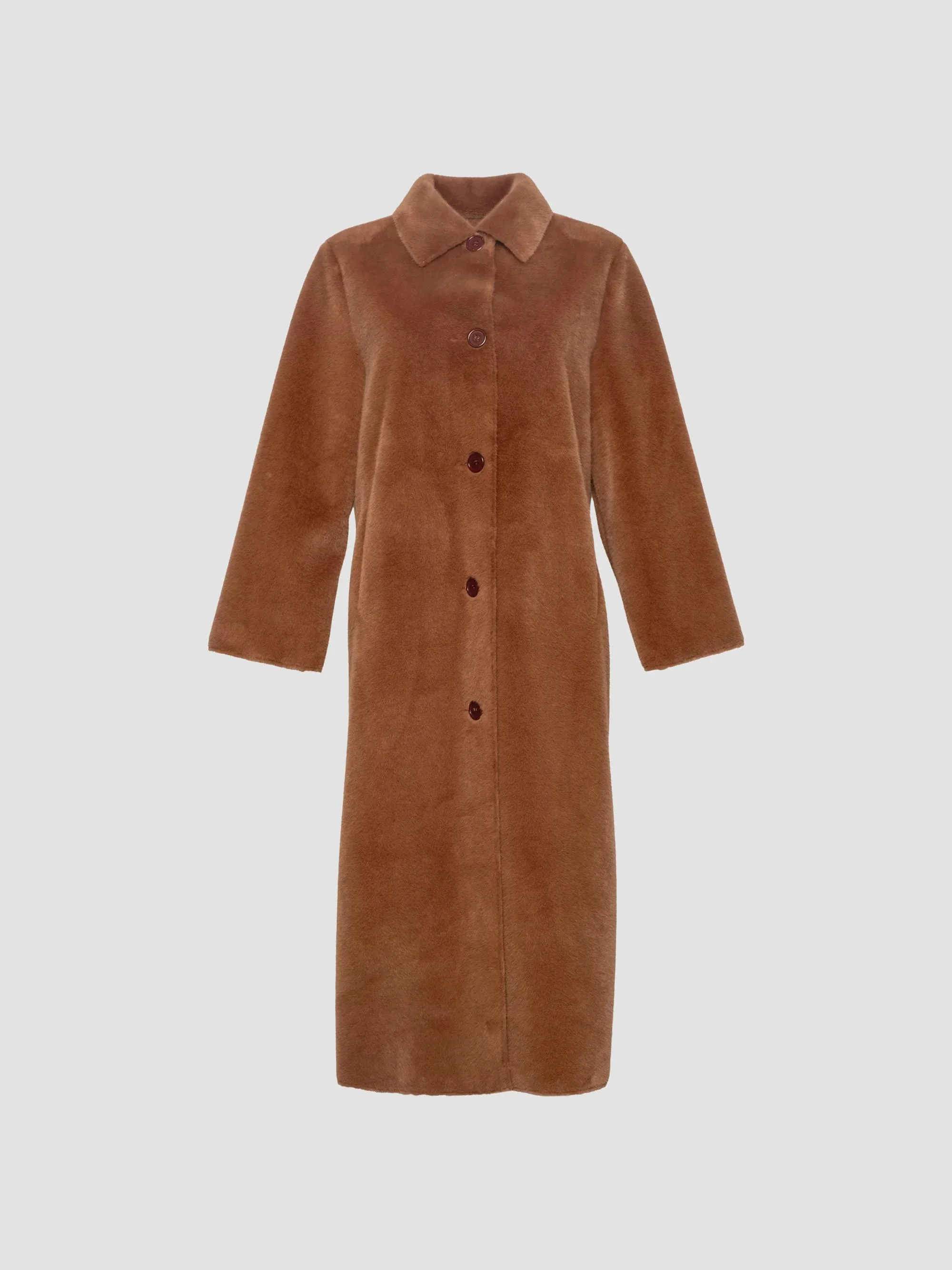 Women's Paulette Faux Fur Long Coat - Camel - 1