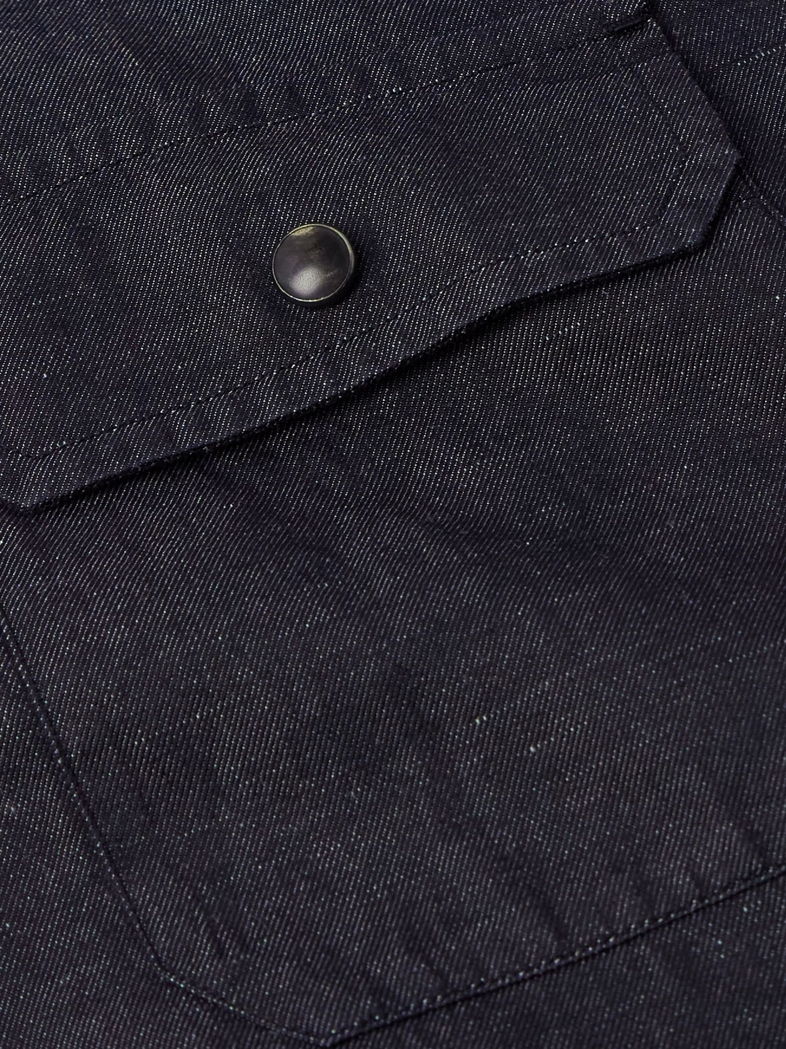 Slim-Fit Cotton and Linen-Blend Twill Shirt Black - 5
