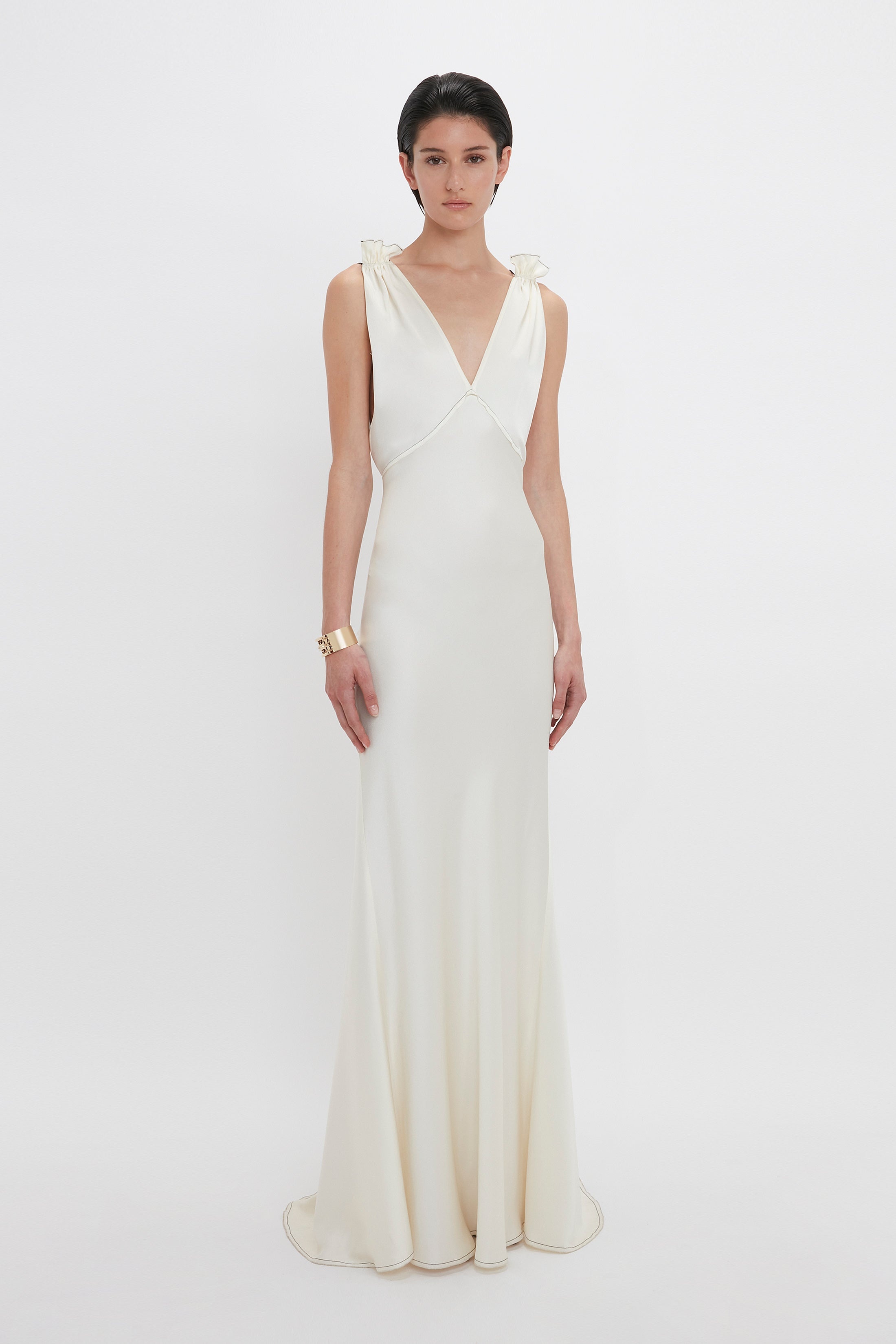 green emerald velvet dress Lace Cami Dress In Ivory – Victoria Beckham UK