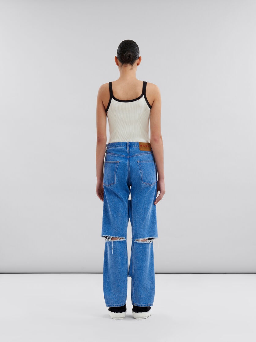 BLUE ORGANIC DENIM SLASHED BOYFRIEND JEANS - 3