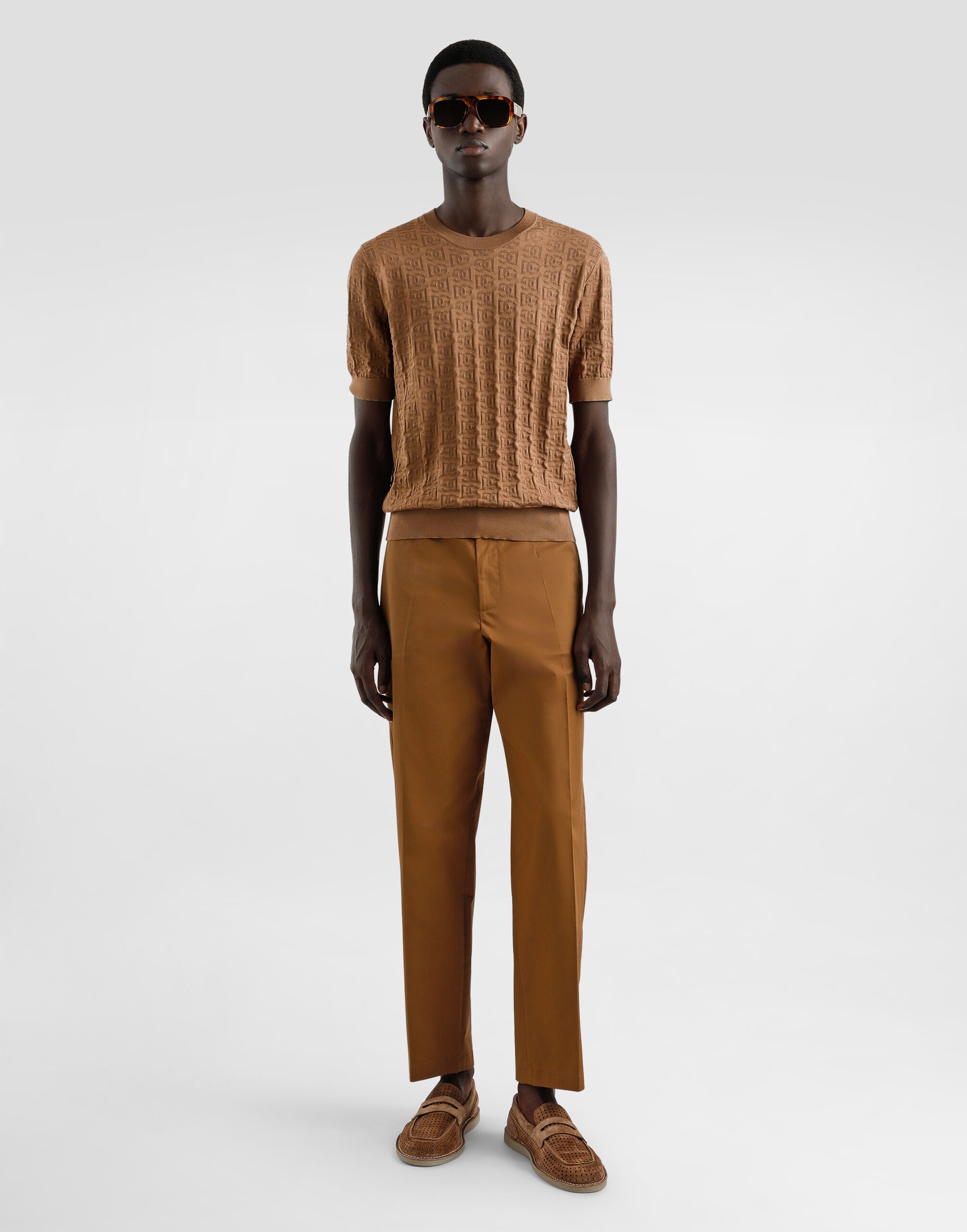 Silk round-neck sweater with all-over DG logo embroidery - 2