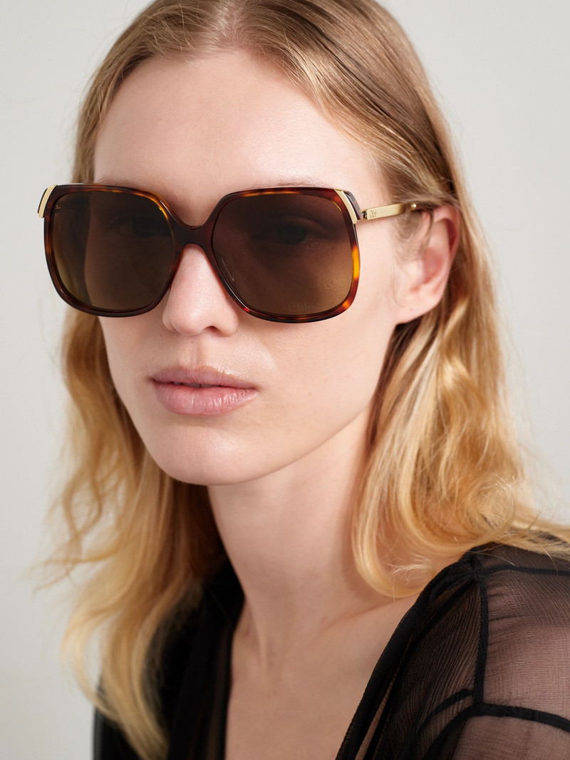 Chloé Aly square-frame tortoiseshell acetate and gold-tone sunglasses Tortoiseshell outlook