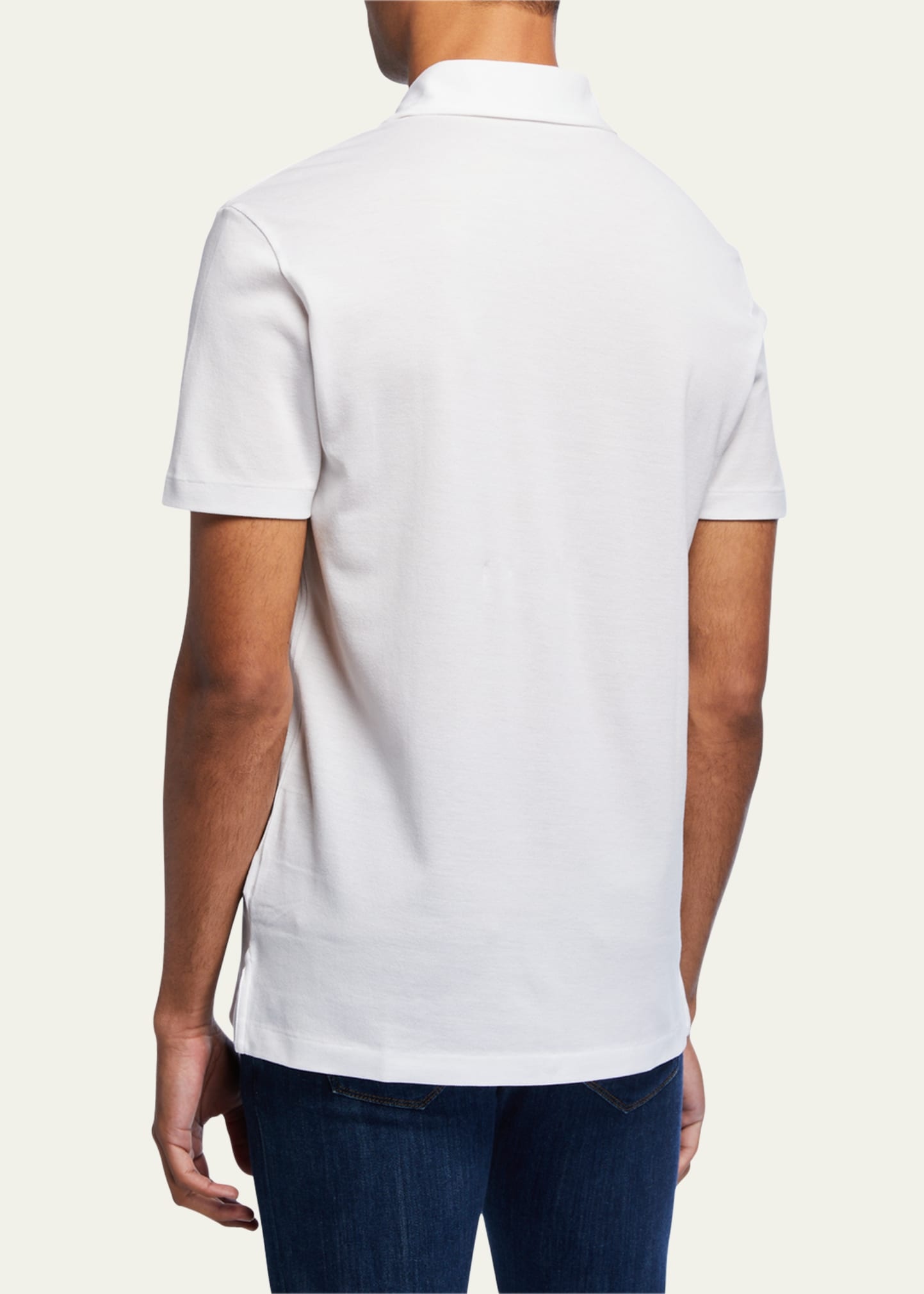 Men's Jersey Pocket Polo Shirt, White - 3