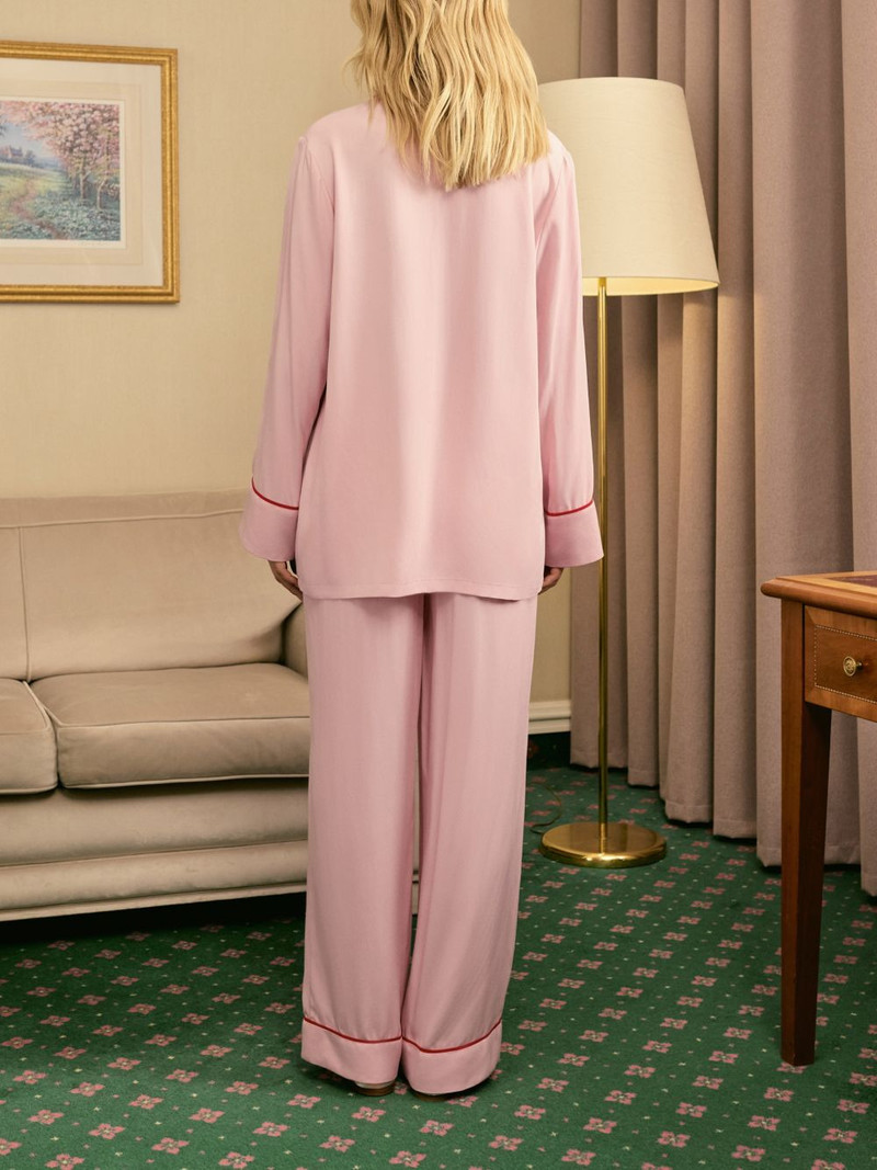 contrast-trim pocket pajama-style shirt 4