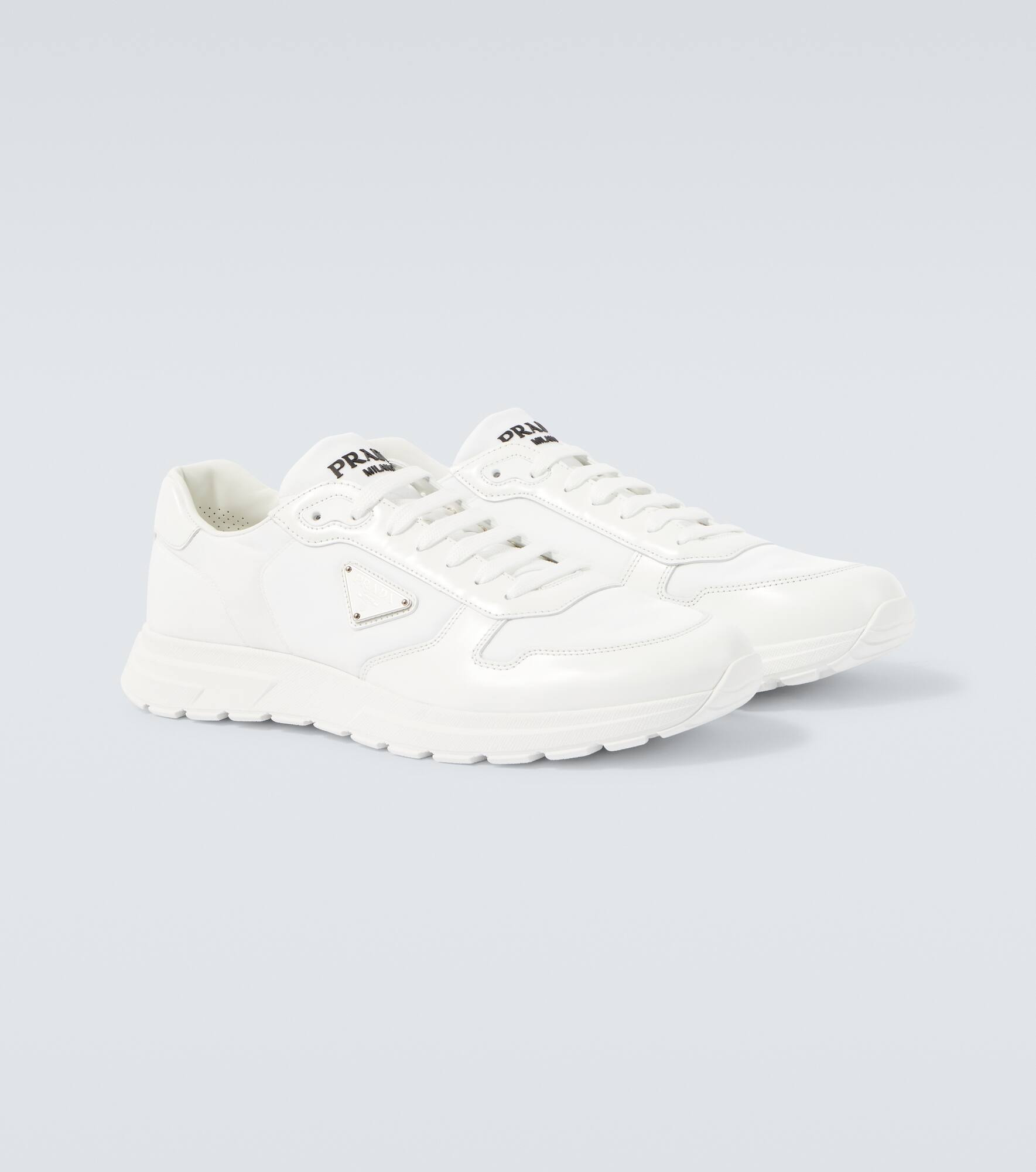 Logo leather-trimmed sneakers - 5