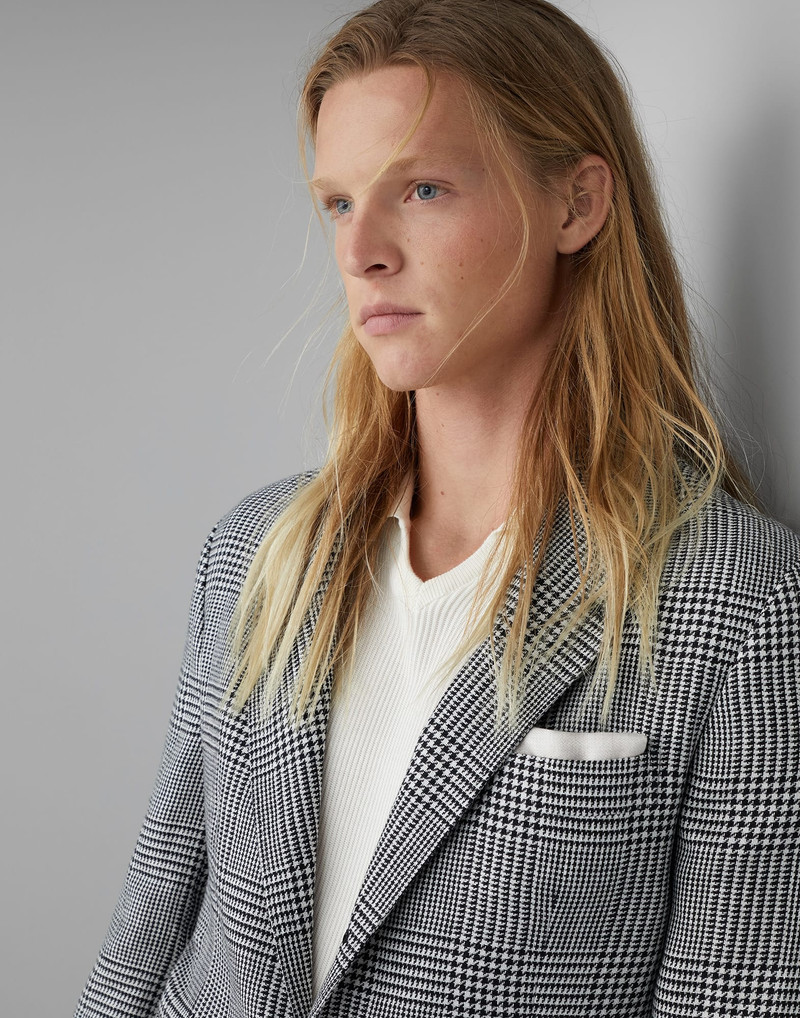 Linen, wool and silk Prince of Wales deconstructed blazer 3
