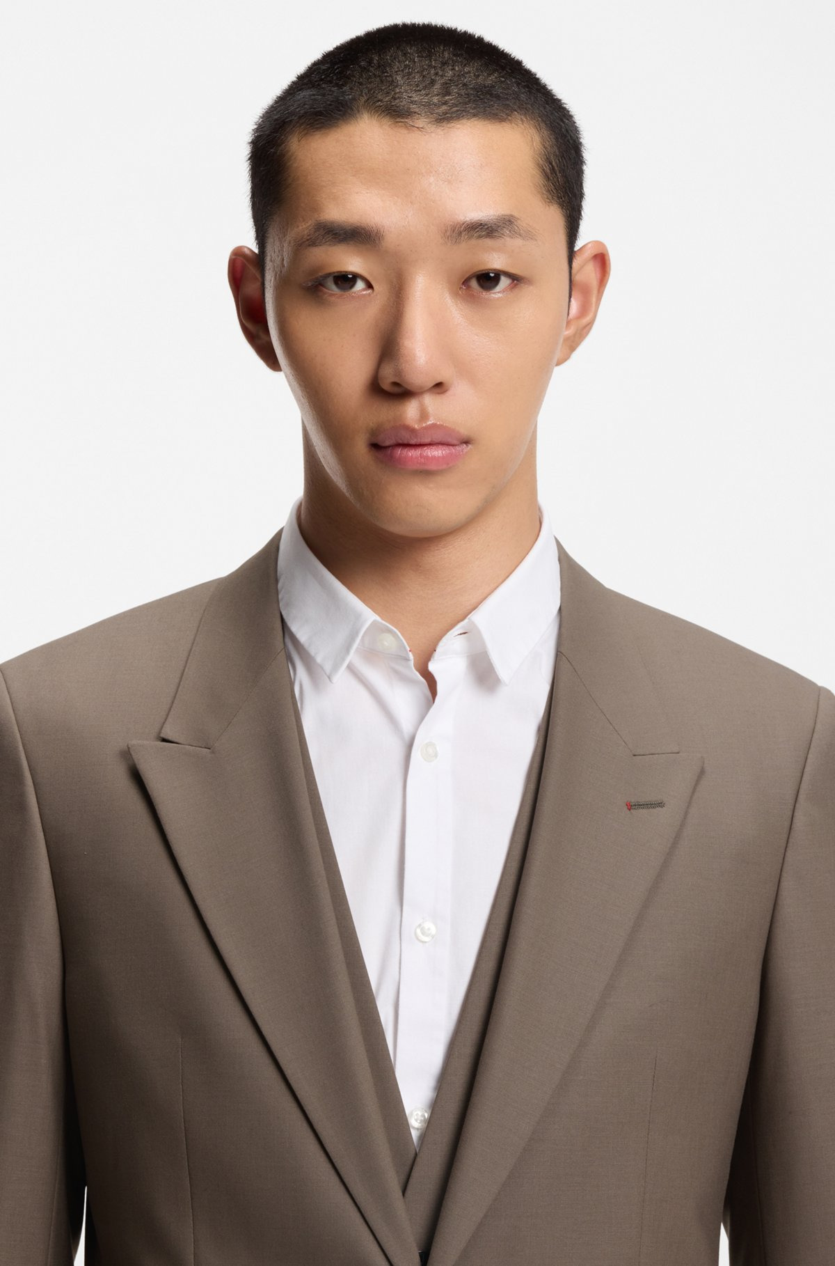 THREE-PIECE SLIM-FIT SUIT IN WOOL-BLEND POPLIN - 4