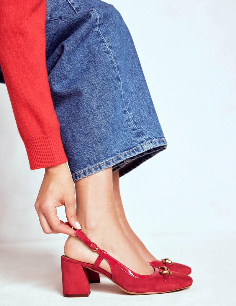 BODEN Iris Snaffle Slingback Heels-Post Box Red outlook