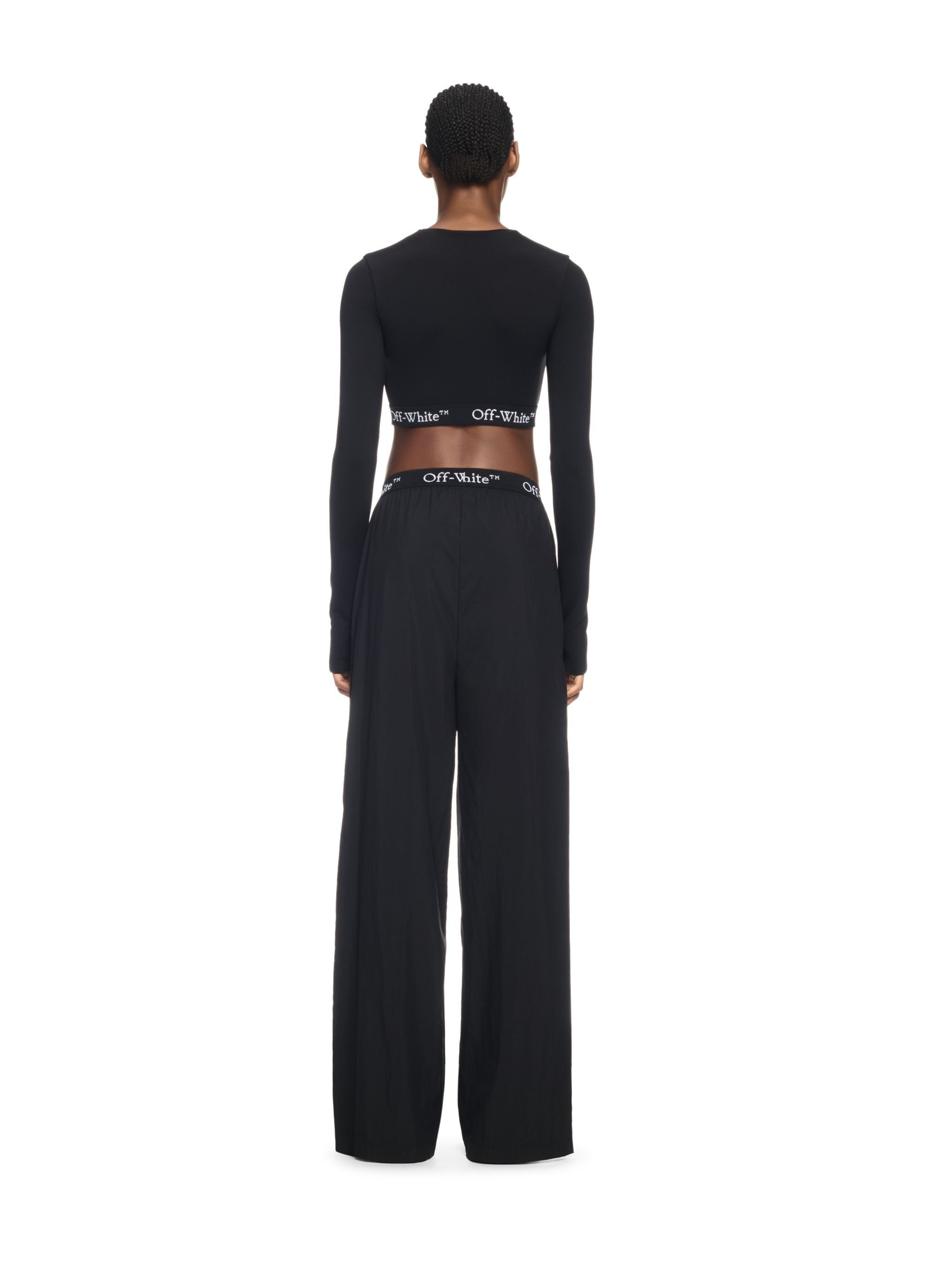 Black Logo Band Nylon Pants - 4
