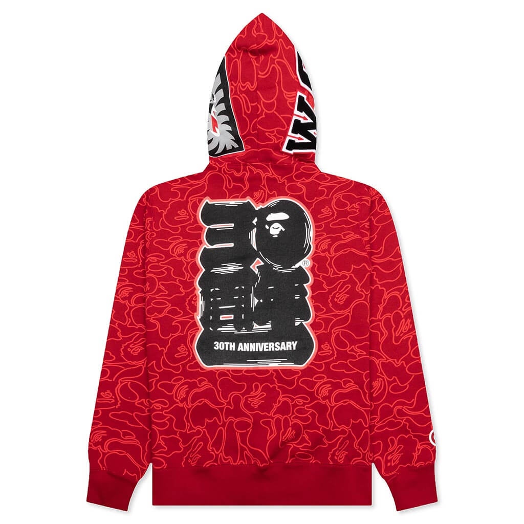 BAPE 30TH ANNIVERSARY LINE CAMO SHARK FULL ZIP HOODIE - RED - 2