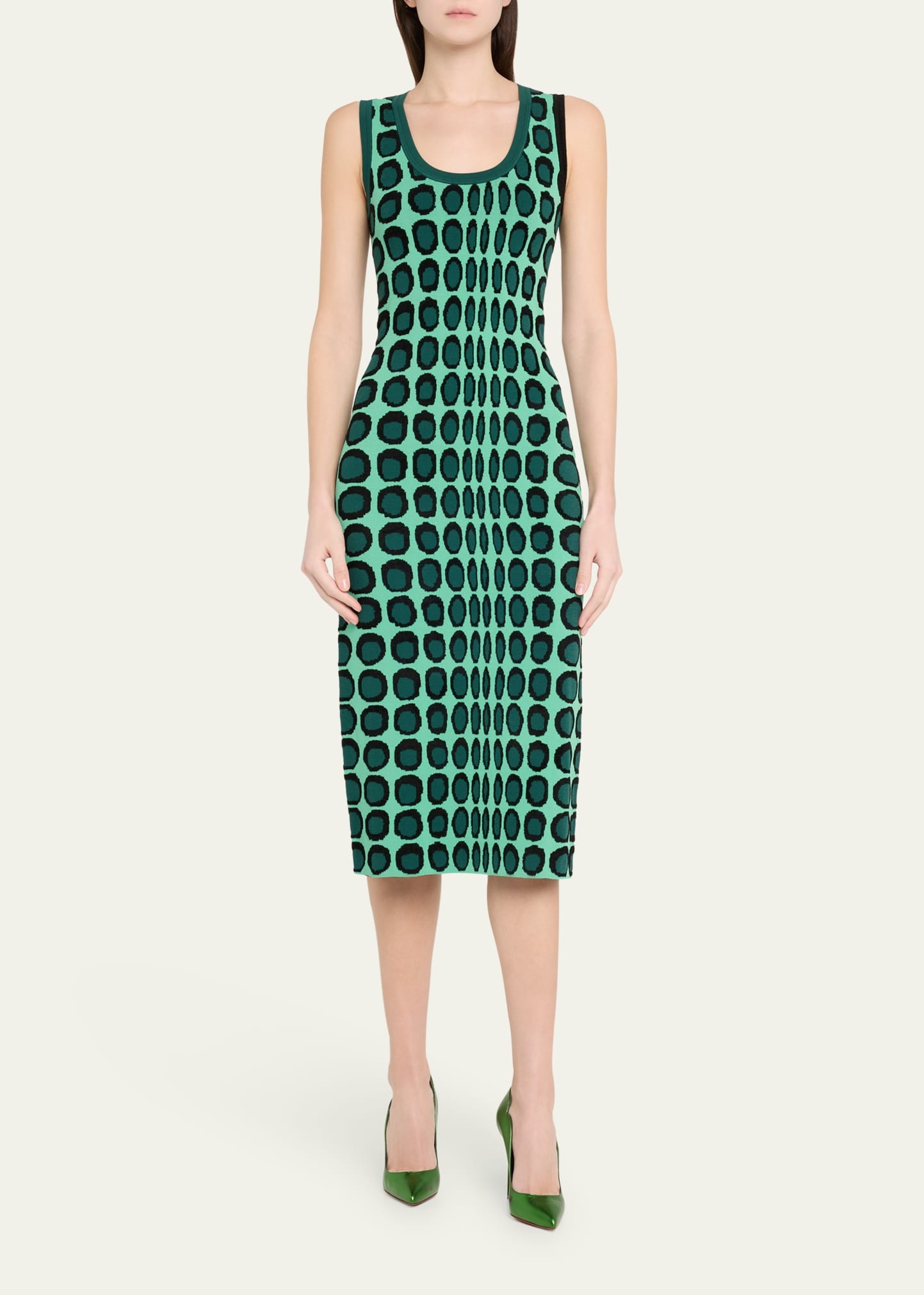 Wiggle Dot Jacquard Midi Tank Dress - 2