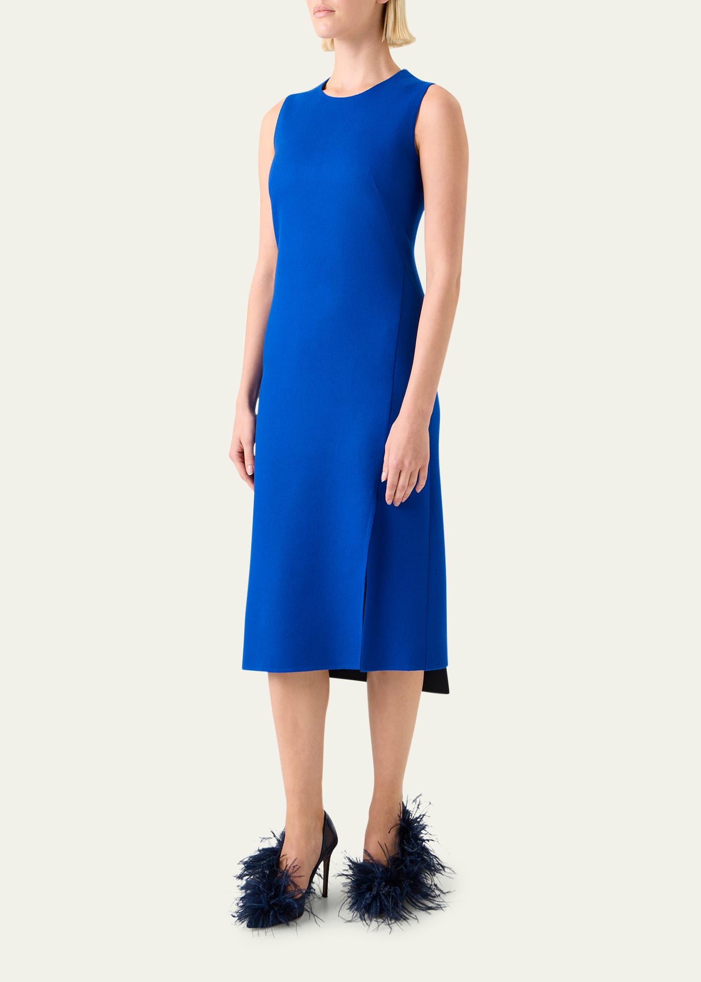Trapezoid Panel Sleeveless Midi Dress - 4