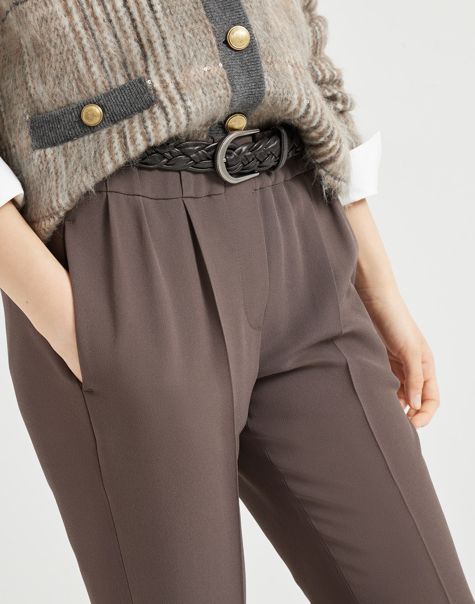 Silk and acetate crêpe cady tailored jogger trousers - 3