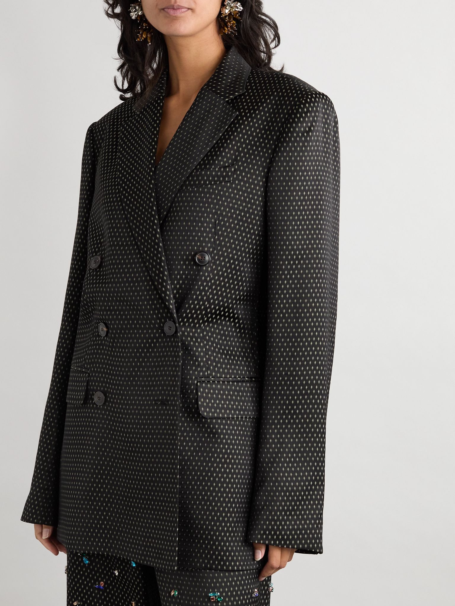 Bafya double-breasted jacquard blazer Black - 3
