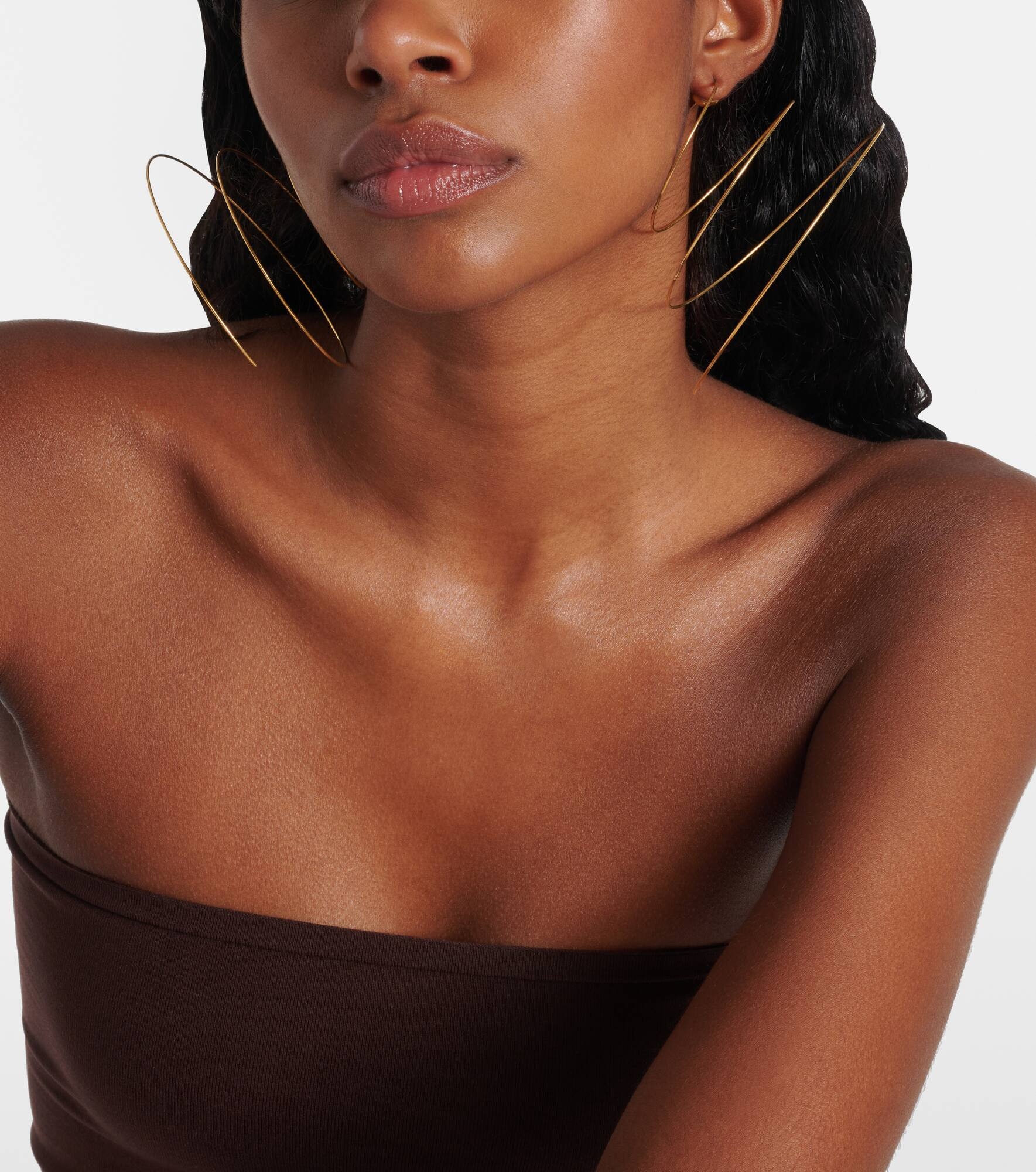 Thin Spiral S gold-plated stainless steel earrings - 3