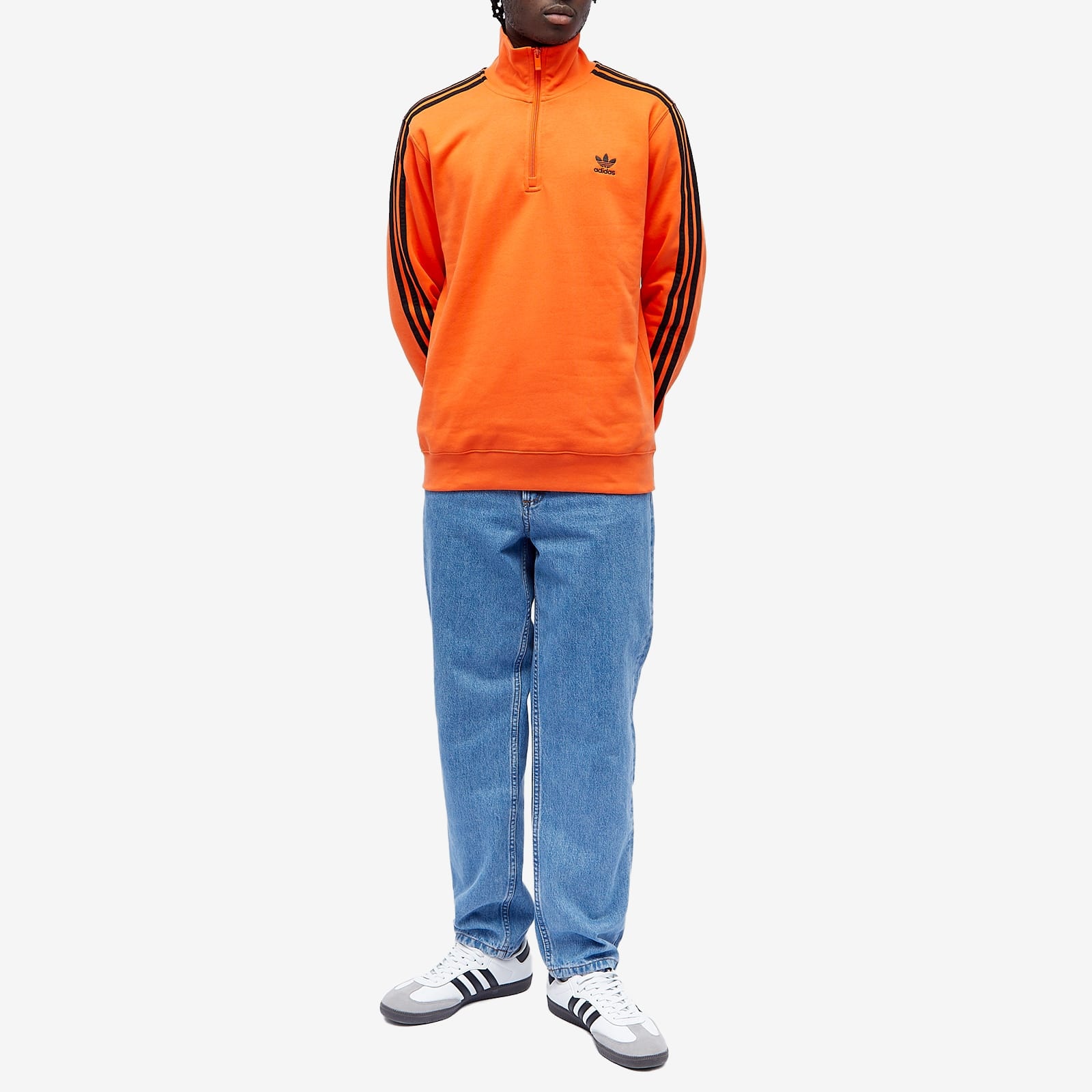 Adidas 3 Stripe Half Zip Crew Sweater - 4