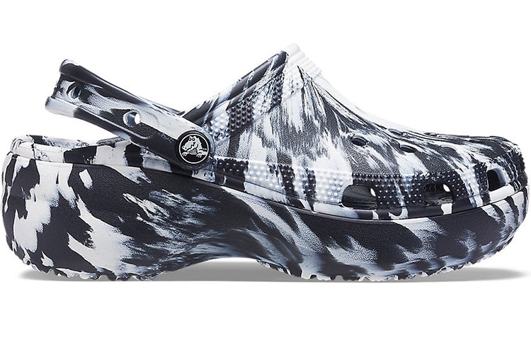 (WMNS) Crocs Classic Platform Marbled Clog 'Black White' 207176-066 - 3