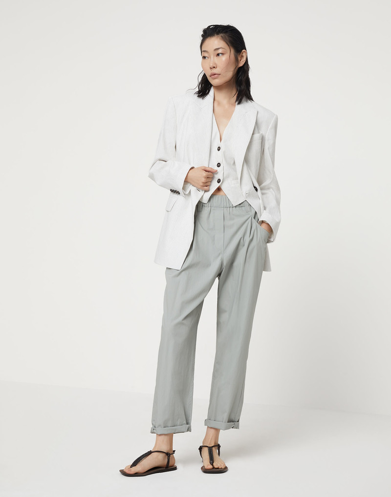 경량 면 poplin baggy 궤도 바지 빛나는 탭 4