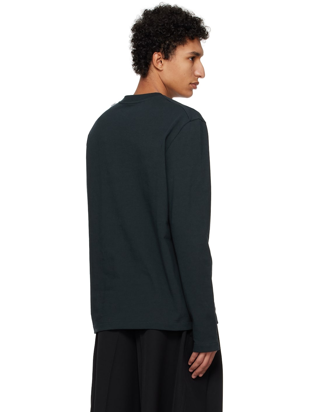 Jil Sander Navy Logo Flag Long Sleeve T-shirt | REVERSIBLE