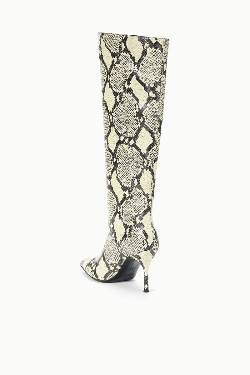 STAUD SEBASTIAN HIGH HEEL BOOT WHITE SNAKE 5