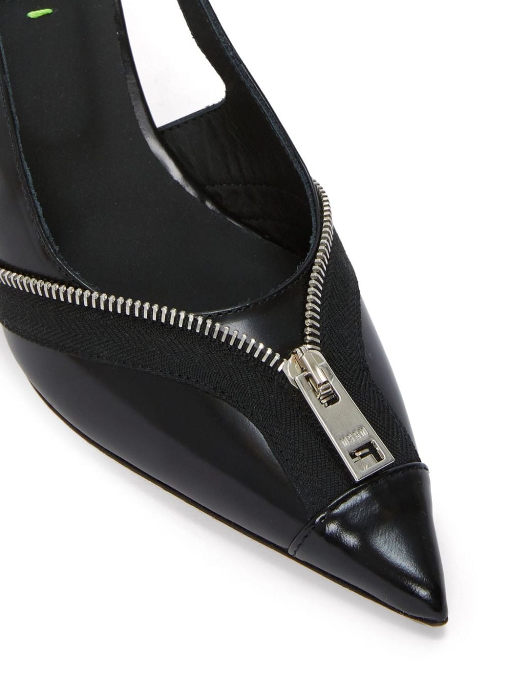 zip-detail slingback pumps - 4