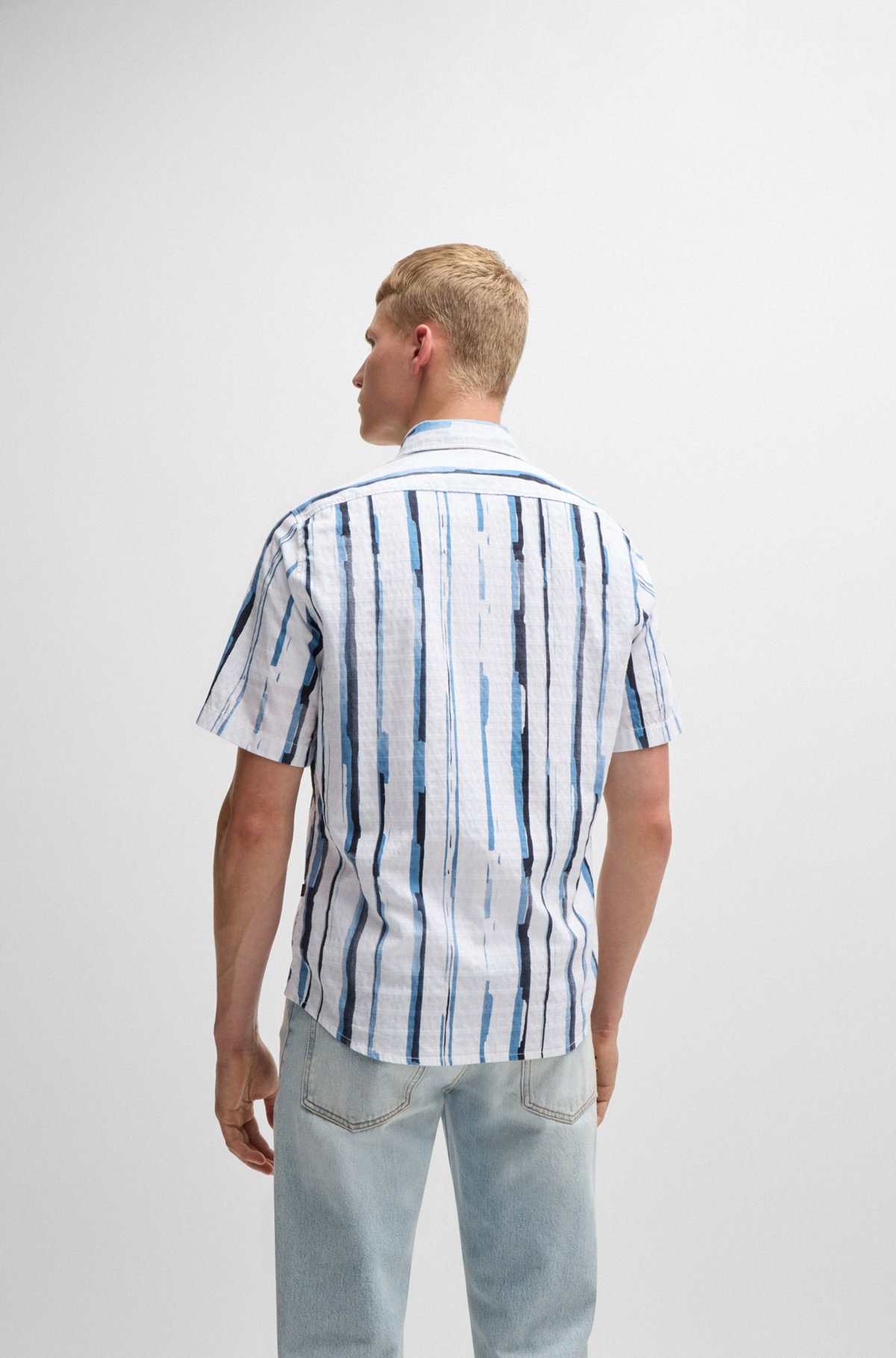 REGULAR-FIT SHIRT IN STRIPE-PRINT COTTON DOBBY - 5