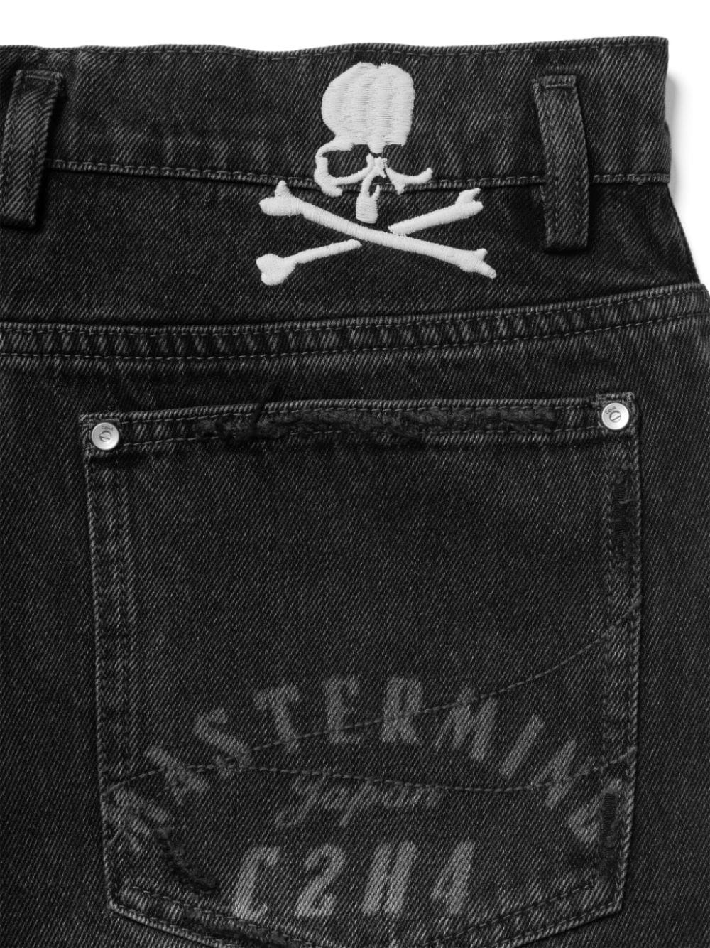 skull-embroidery flared jeans - 3