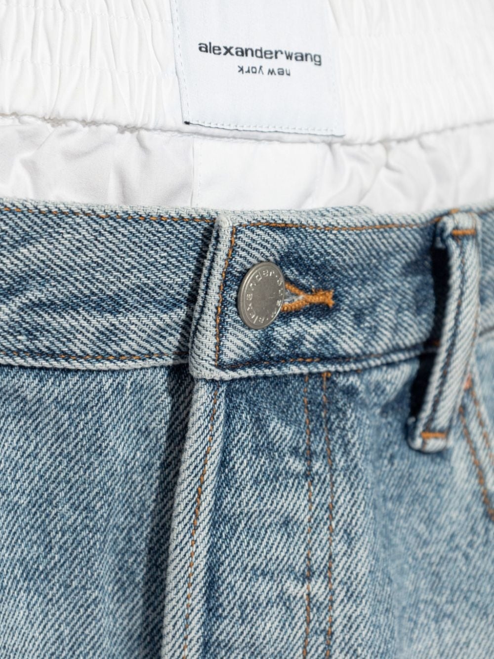 layered denim shorts - 5