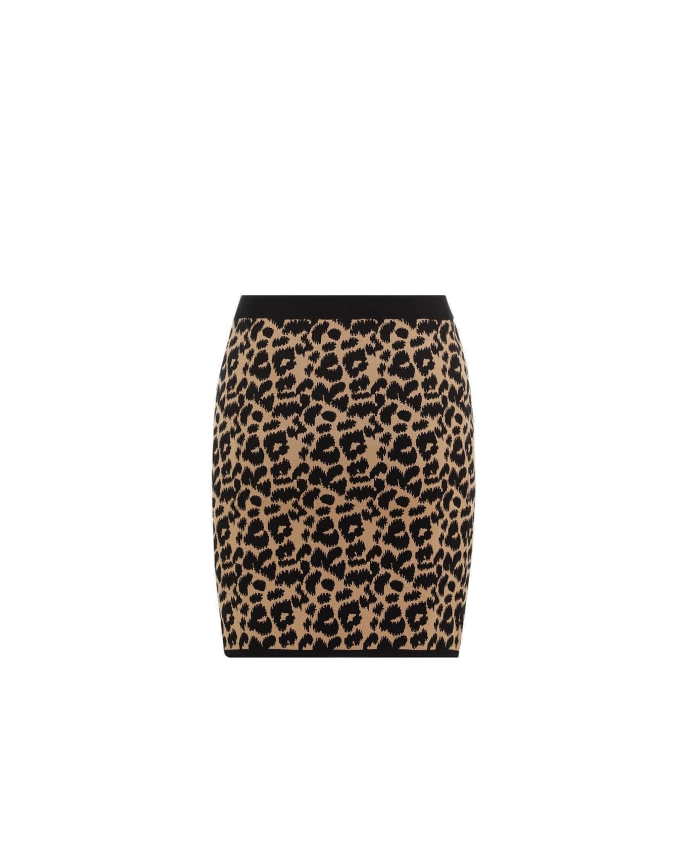 Leopard Print Knit Skirt - 2