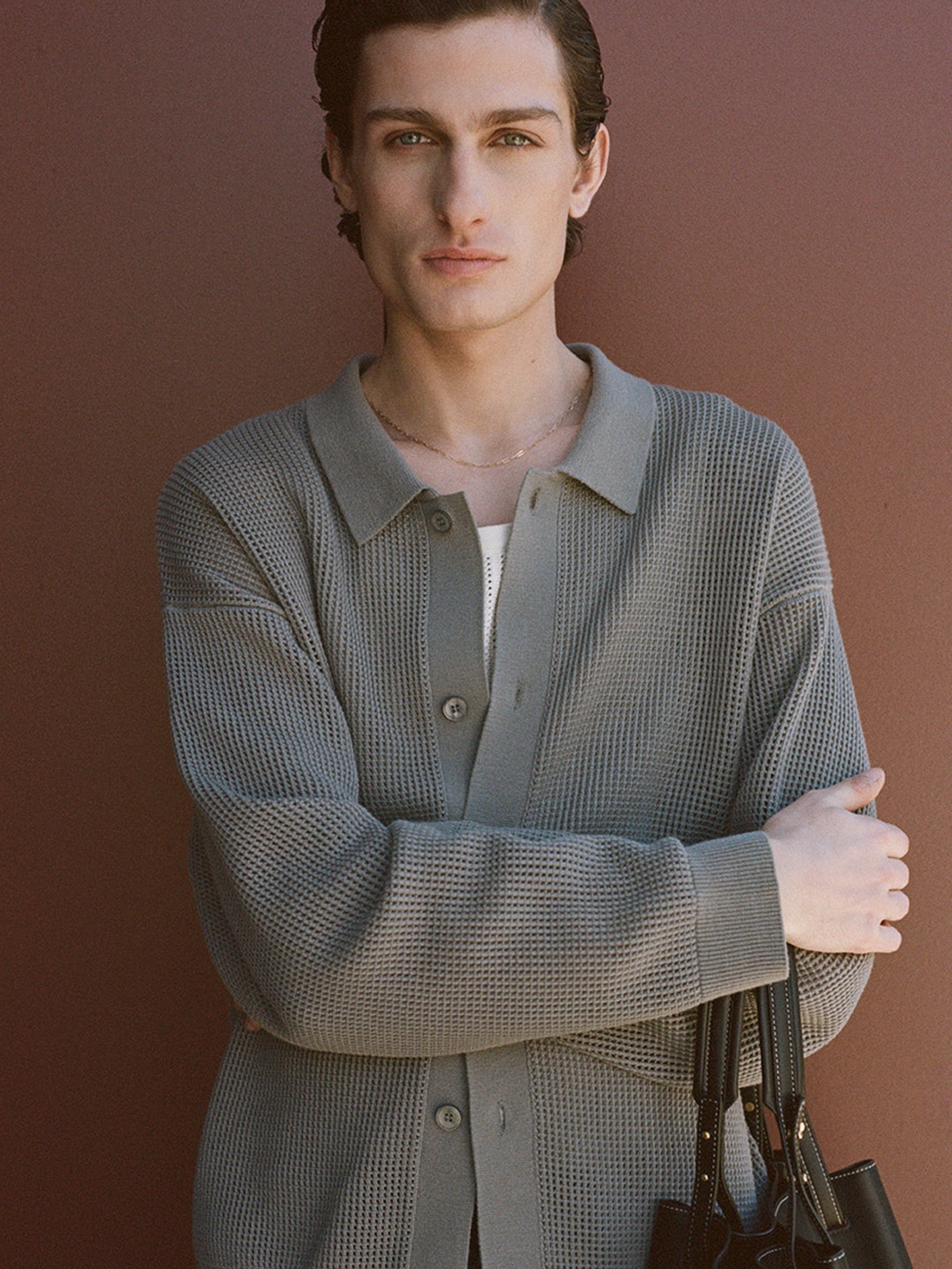 Open Knit Cardigan in Cloud Grey - 2