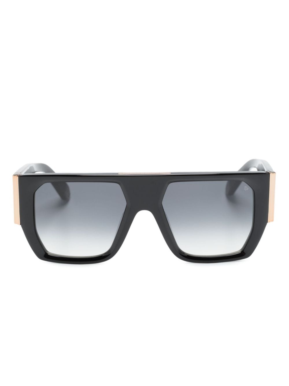 logo-lettering rectangle-frame sunglasses - 1