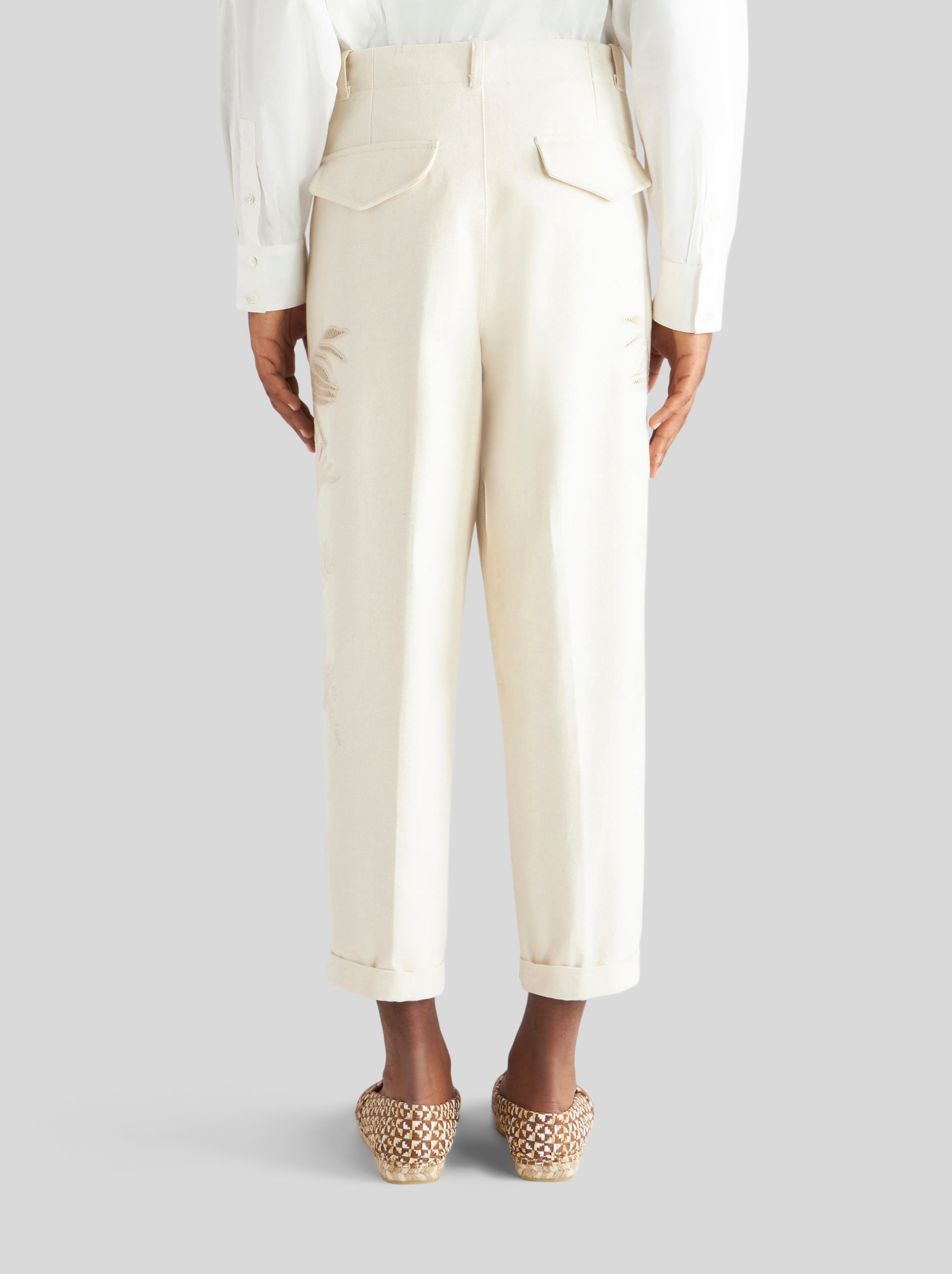 SAN GALLO AND FLORAL EMBROIDERY TROUSERS - 4