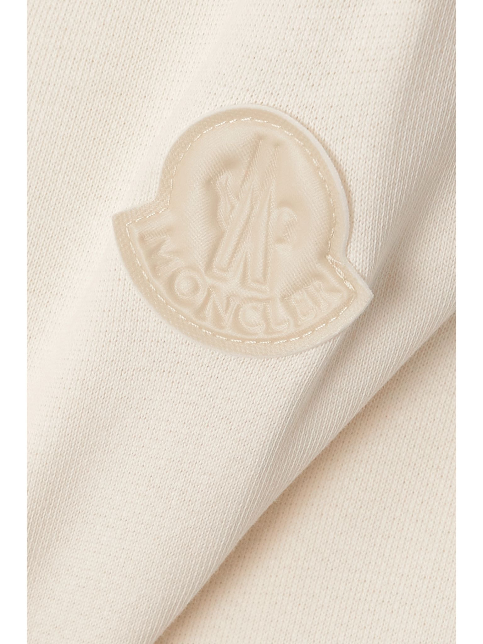 Lace-up cotton-blend jersey hoodie Cream - 5