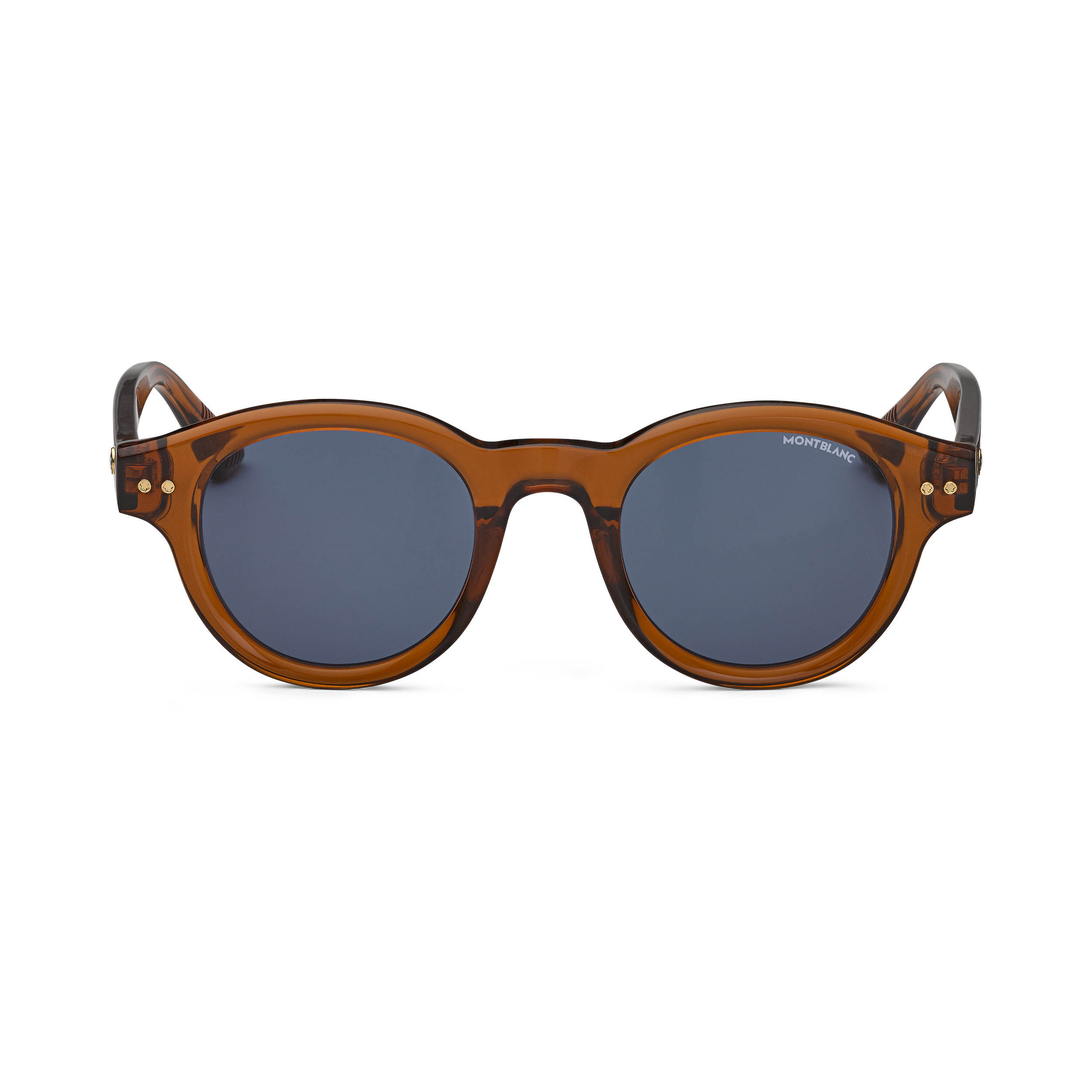 Round Sunglasses with Brown Acetate Frame - 1