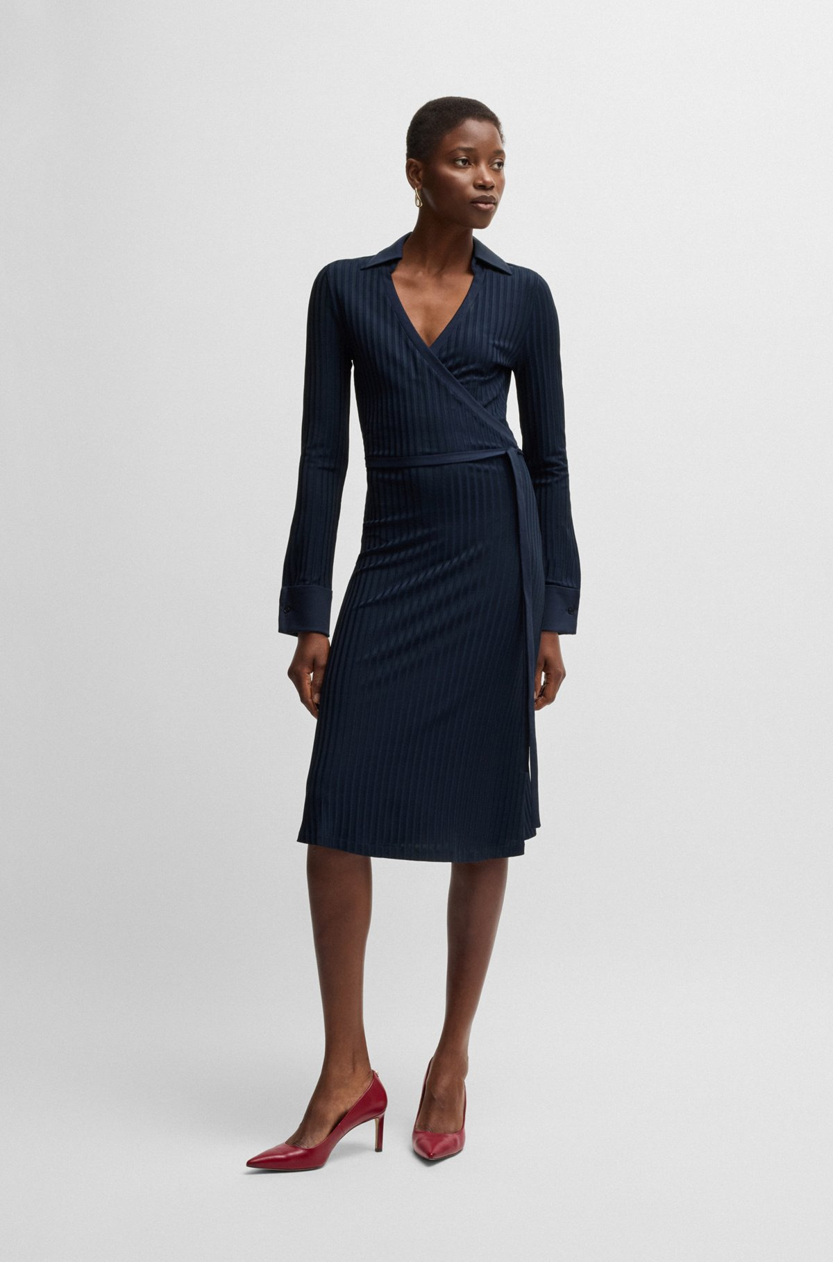 WRAP DRESS IN LUSTROUS RIBBED JERSEY - 2