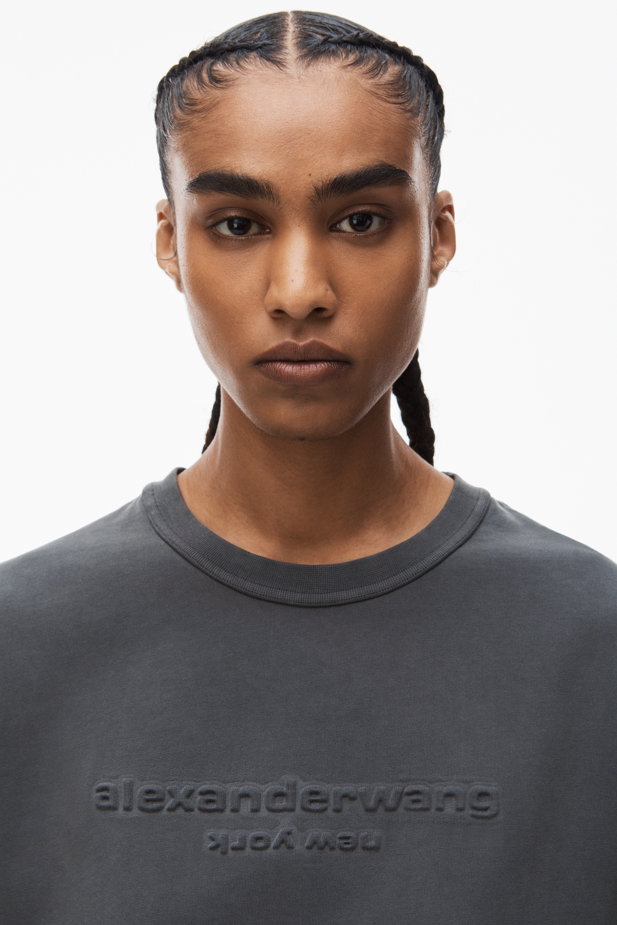 embossed logo tee in compact jersey - 5