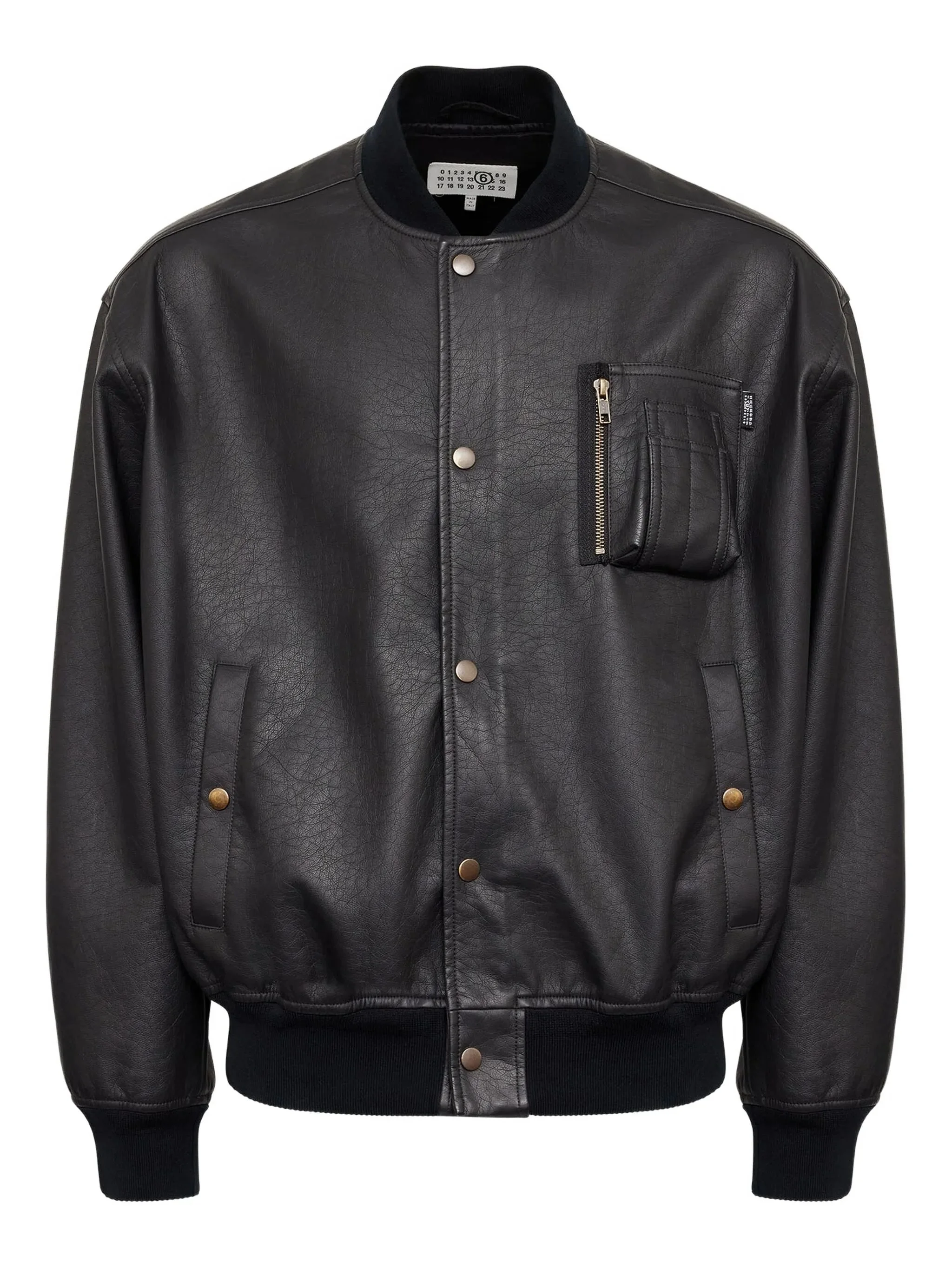 Mm6 Maison Margiela Leather-effect Zip-pocket Bomber Jacket - 1