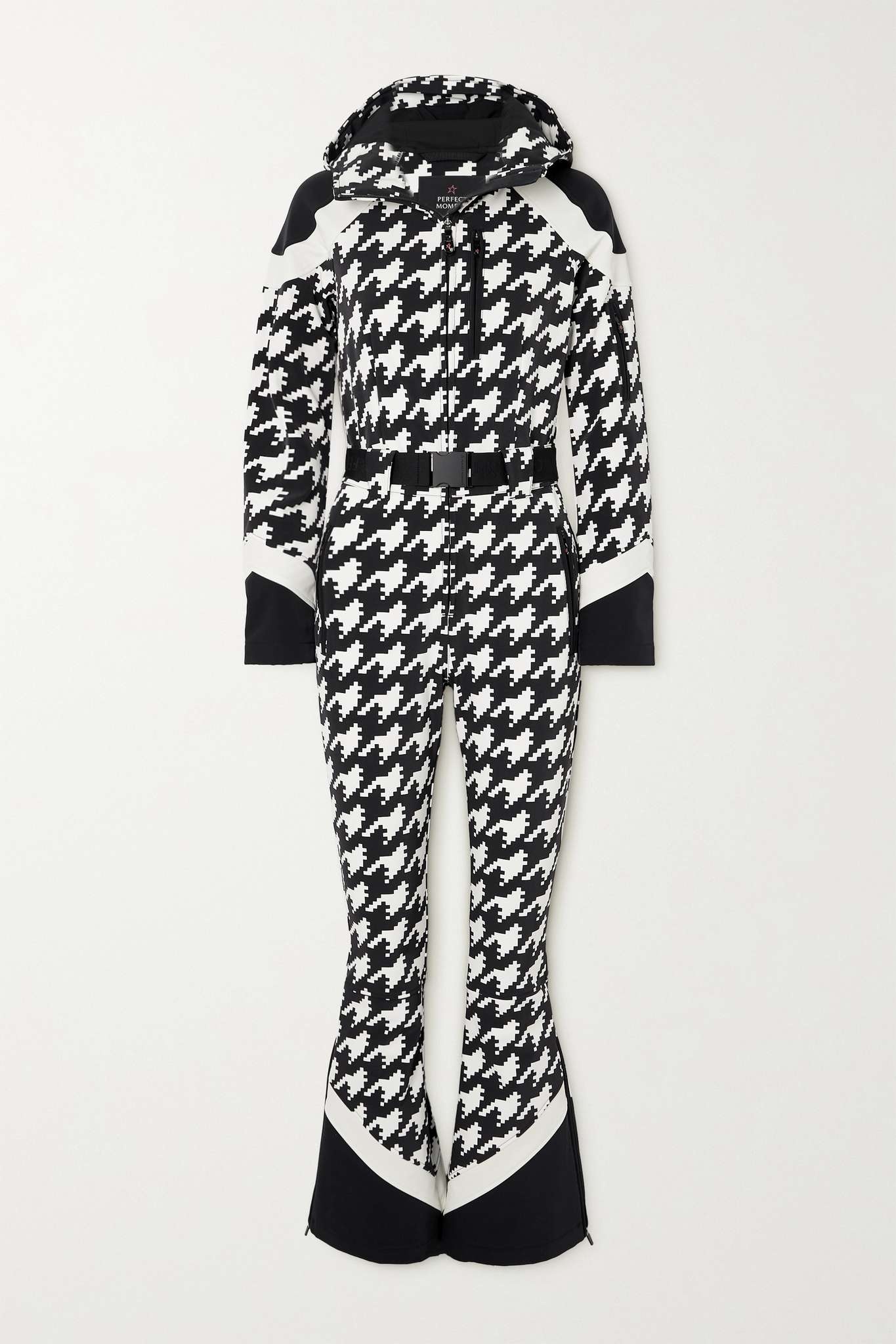 Allos belted houndstooth hooded ski suit - 1