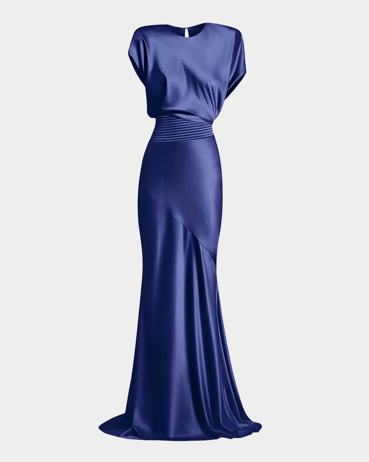Bond Draped Stretch Satin Mermaid Gown - 1
