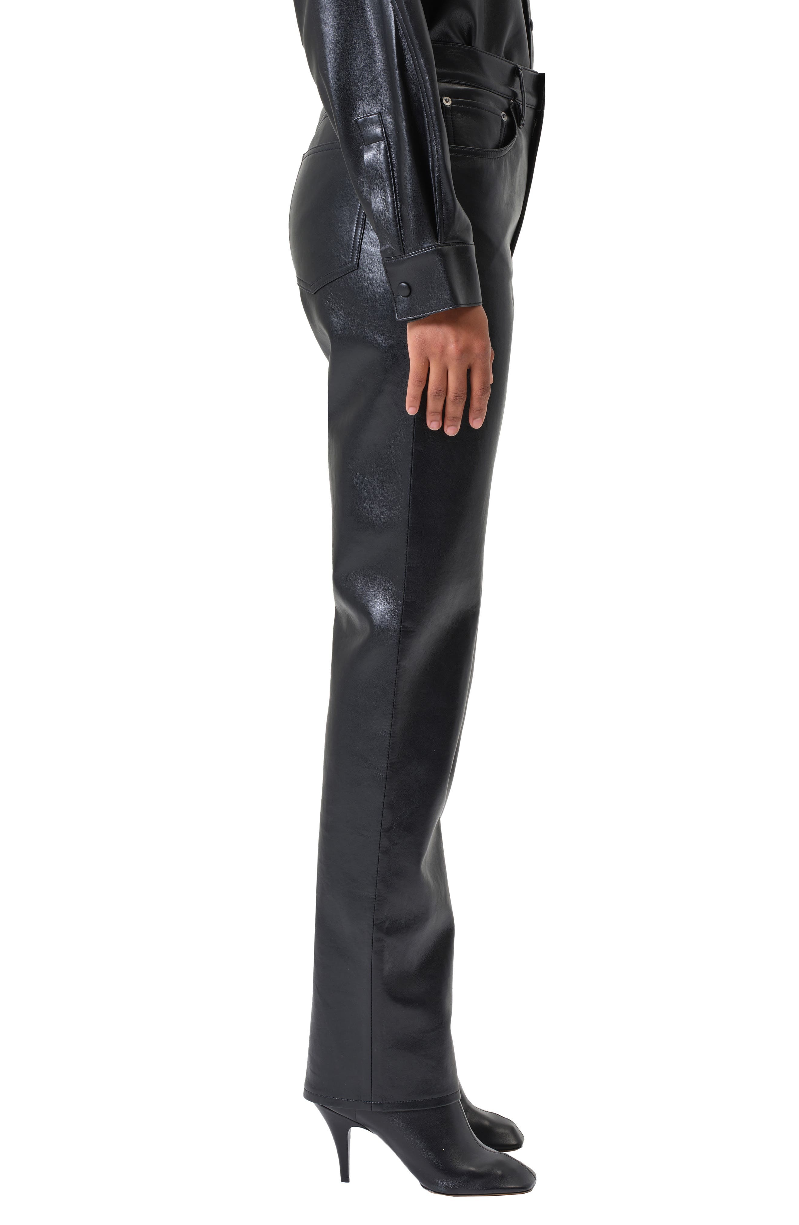 AGOLDE '90s Pinch Waist Straight Leg Leather Blend Pants in Detox at Nordstrom - 3