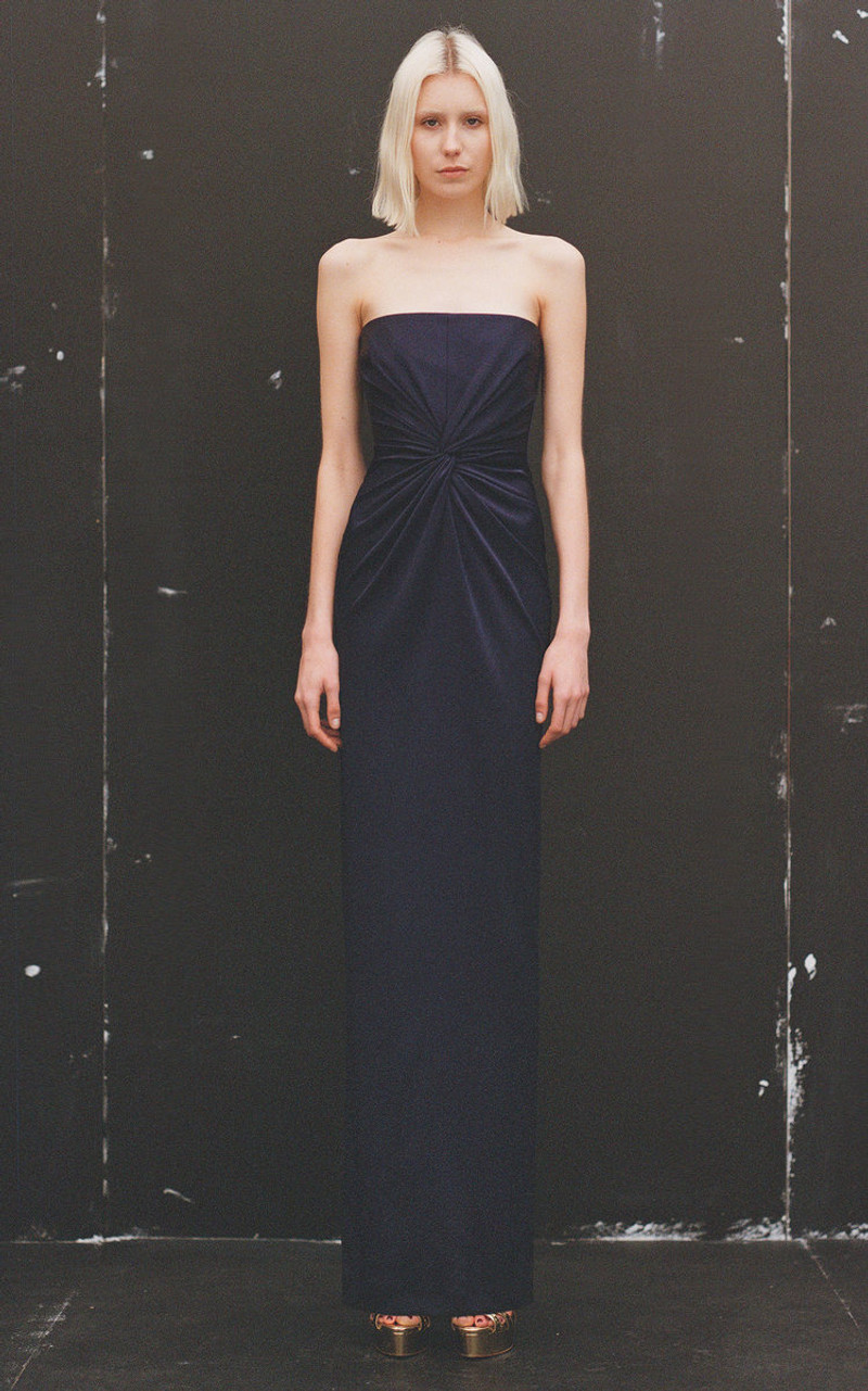 ALEX PERRY Corbett Satin Crepe Maxi Dress navy outlook