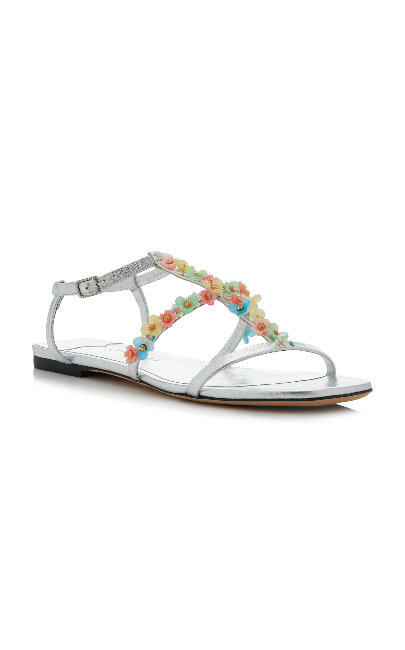 Gwyn Embroidered Metallic Leather Sandals multi - 4