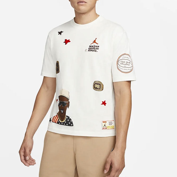 Air Jordan x Maison Chateau Rouge Crossover Tee 'White Red Brown' DJ9767-133 - 5