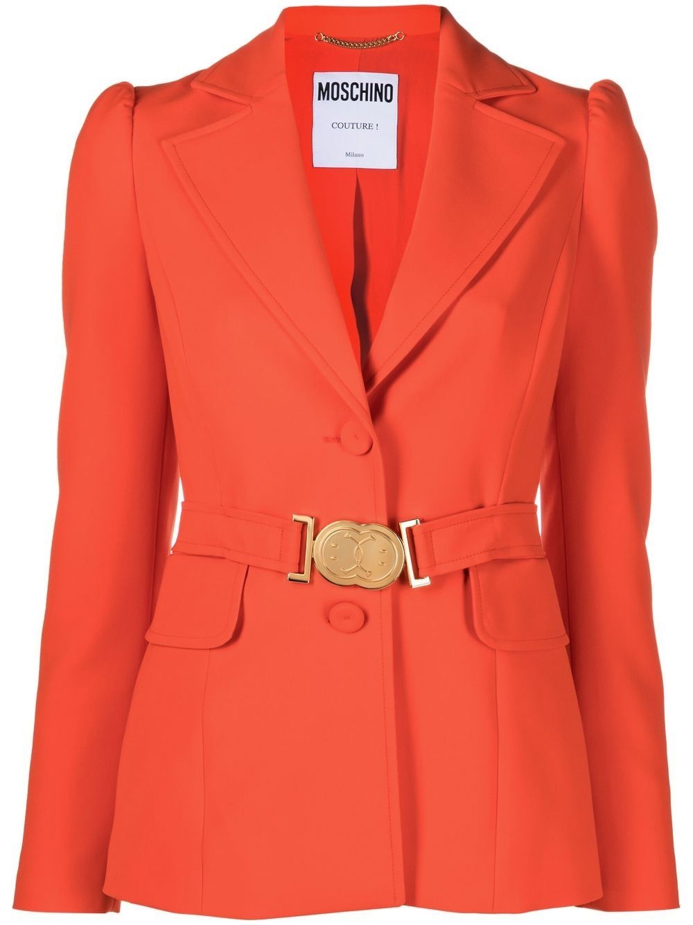 logo-plaque belted blazer - 1