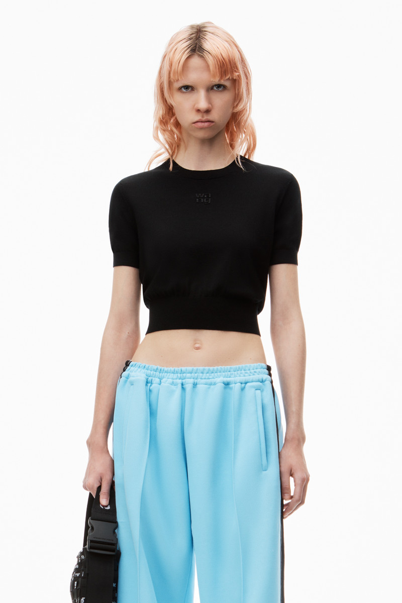 Alexander Wang Logo-Embossed Tee in Superfine Merino Wool outlook