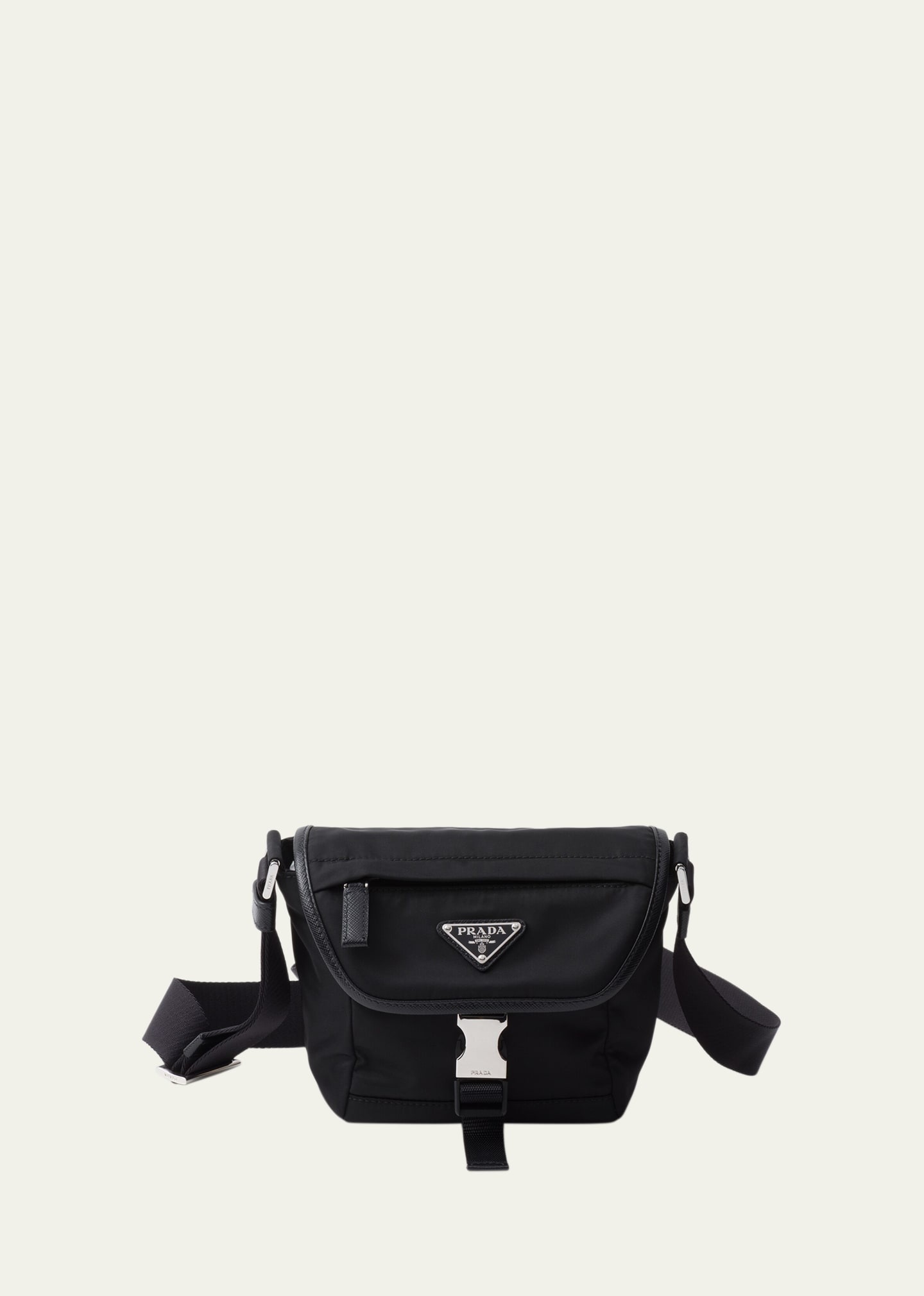 Men's Re-Nylon and Saffiano Leather Shoulder Bag - 1