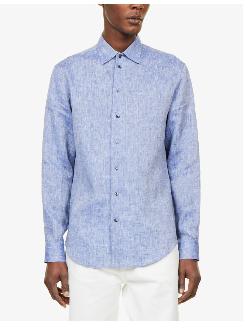 Long-Sleeve Classic-Collar Linen Shirt 3